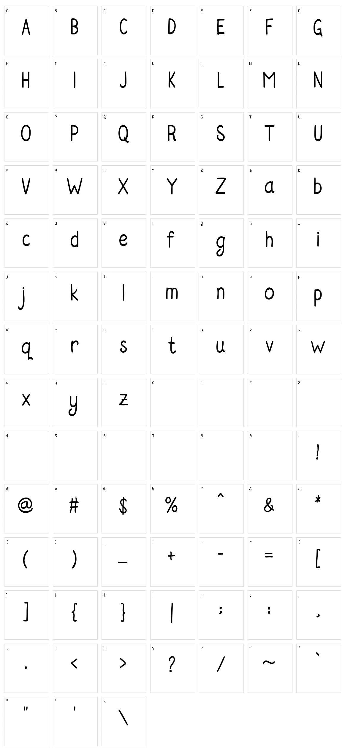 Rosella Sans Character Set