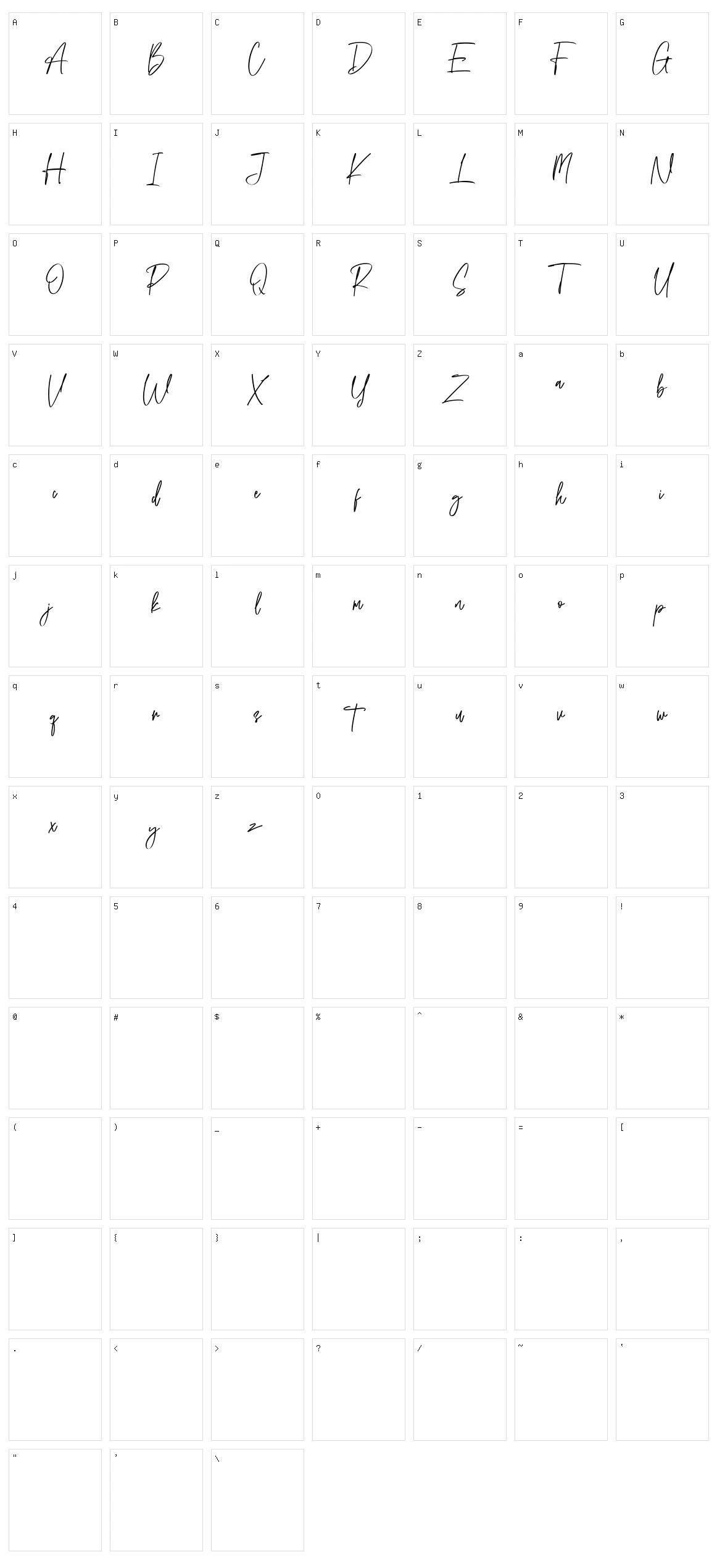 Rosestaly Character Set