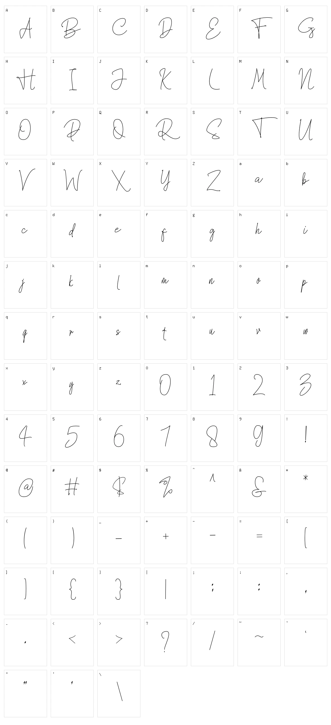 Rossttinggel Character Set