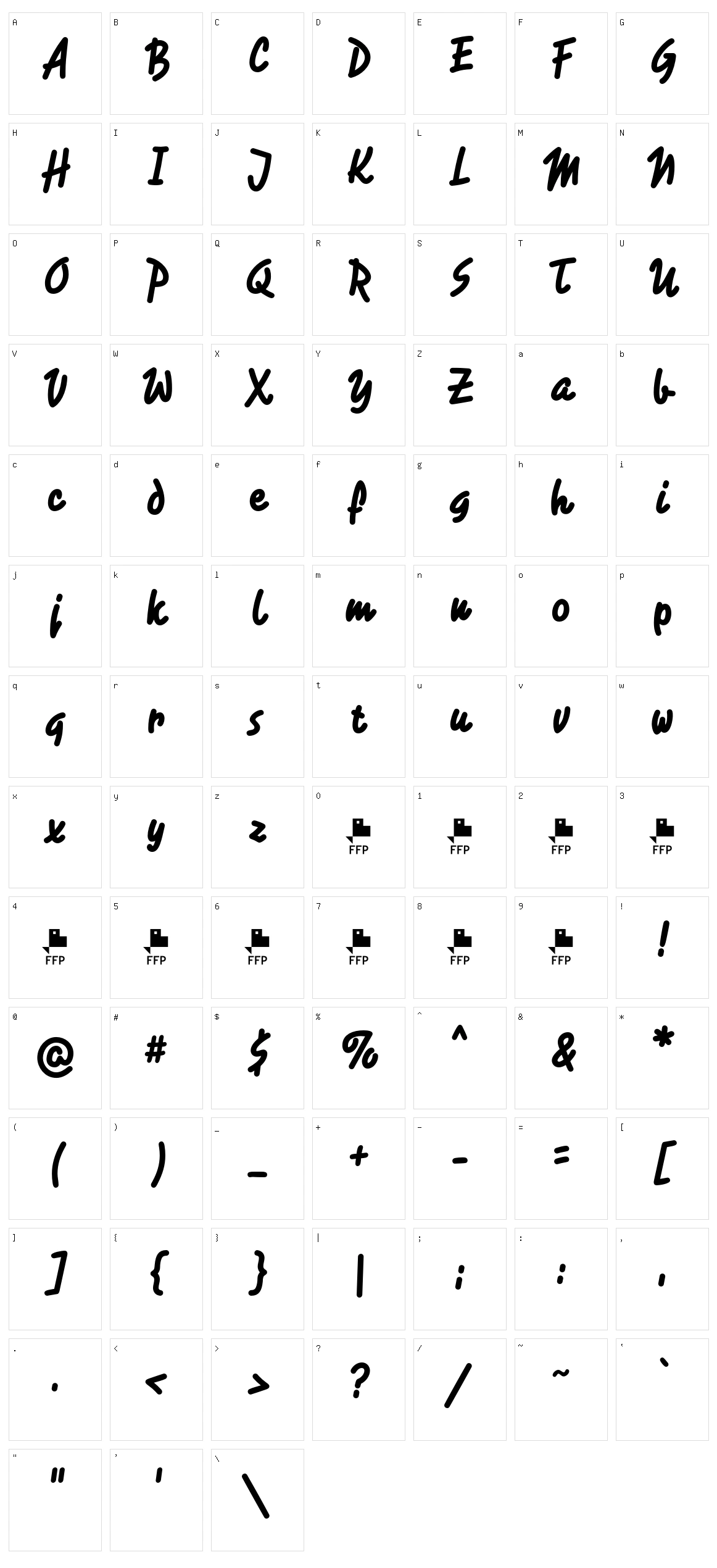 Rotulona Hand Character Set