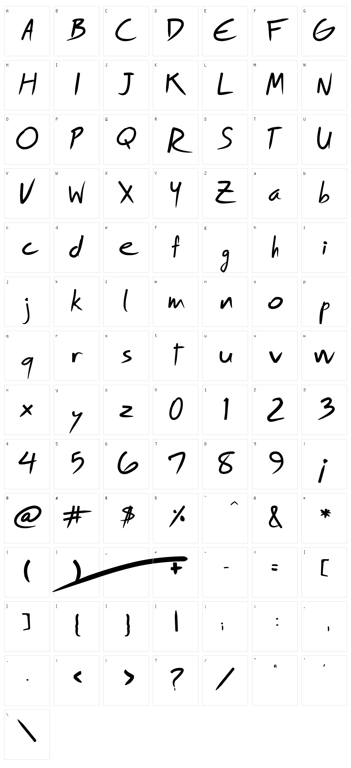 Royfont Character Set