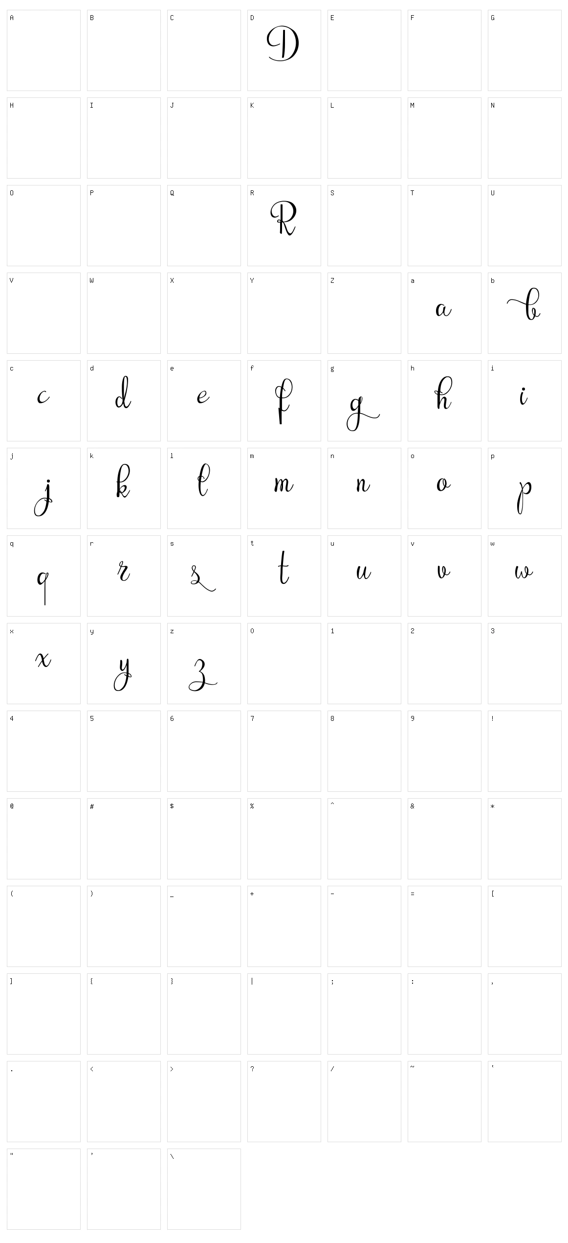 Rubynt Character Set