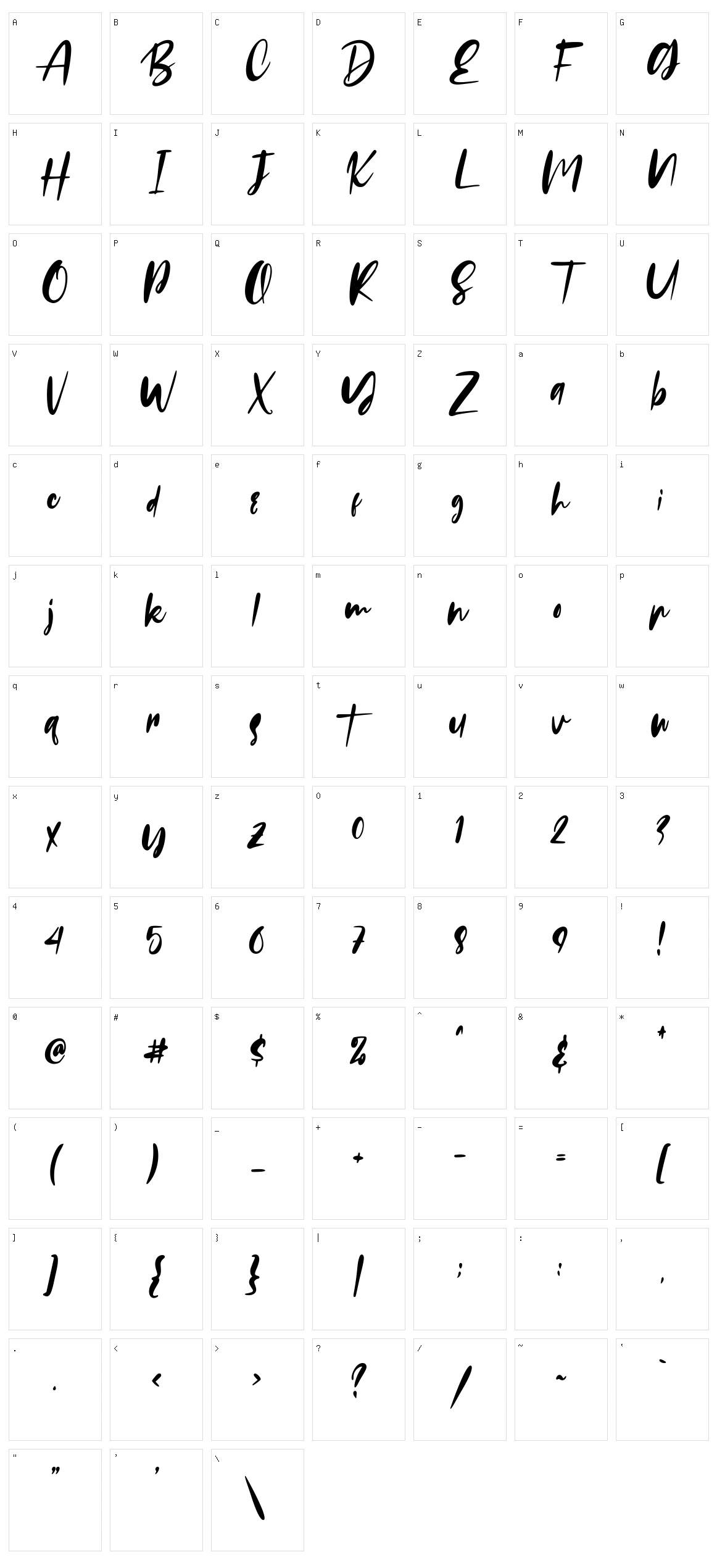 Russeline Character Set