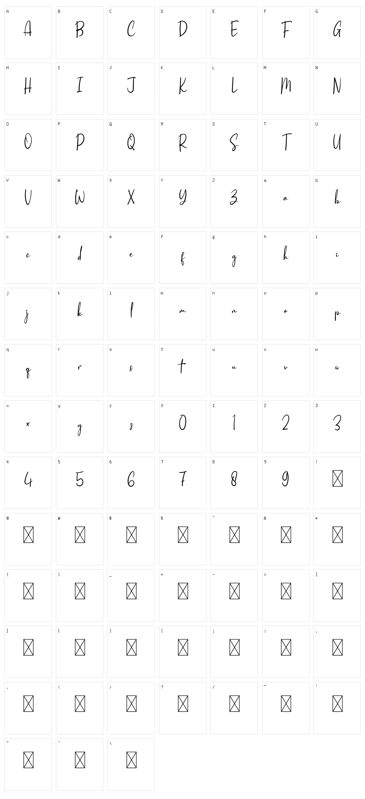 Ruth Signature Character Set