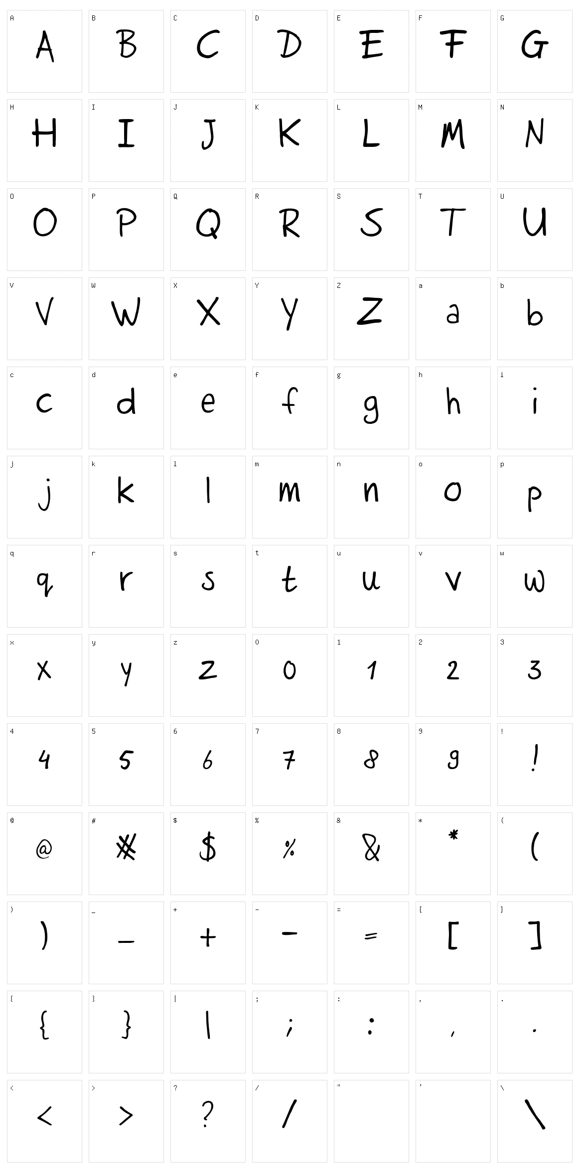 Rutmer Hand Character Set