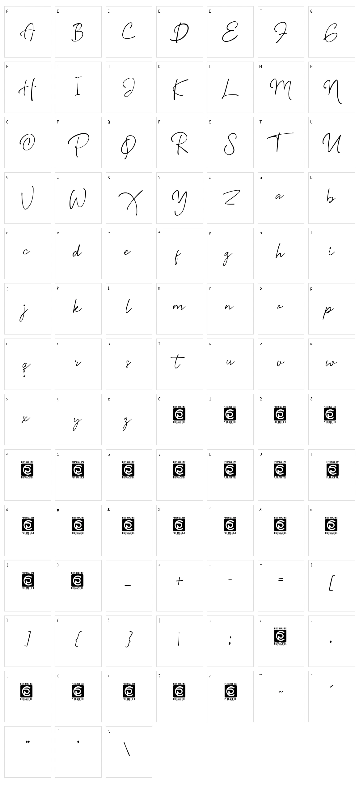 Safiar Signature Character Set