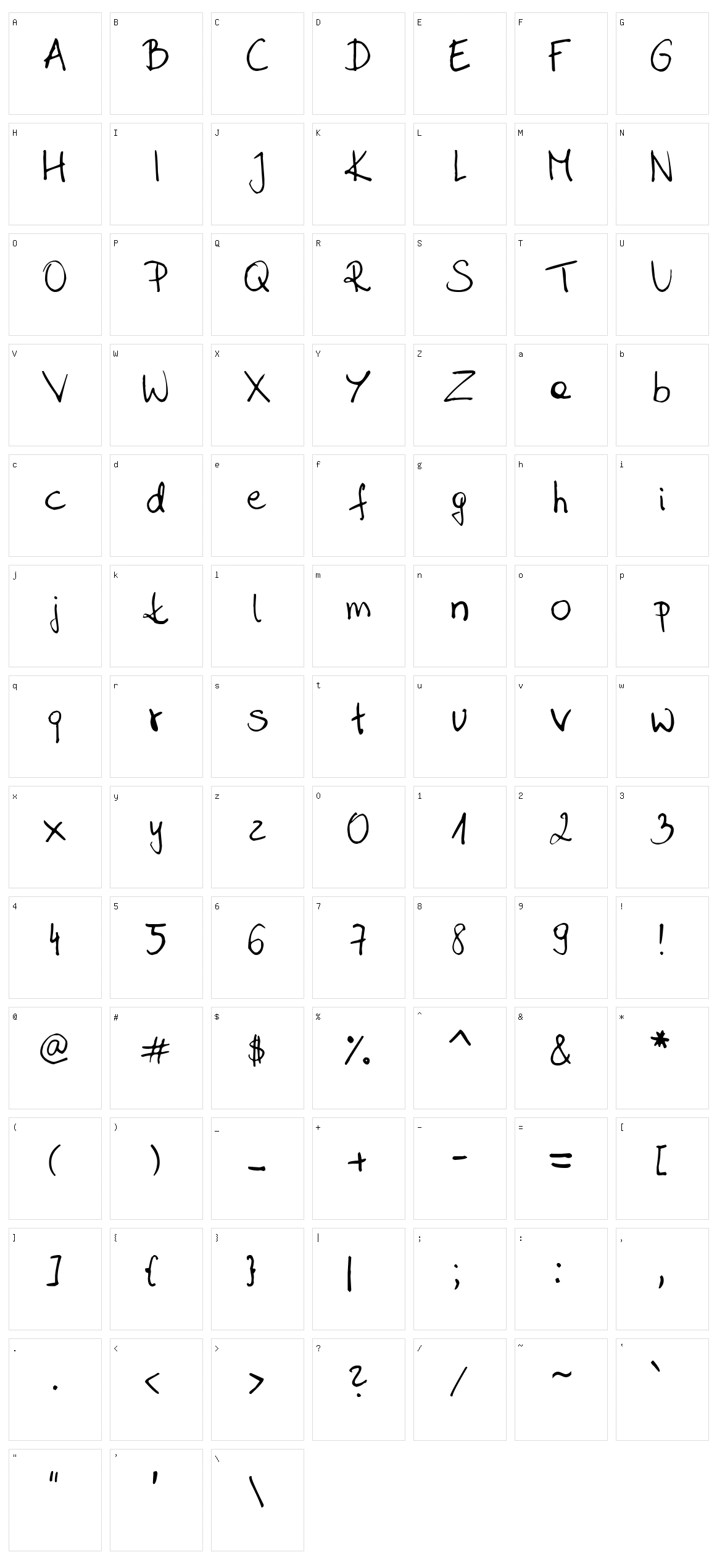 Sahara Handwriting Character Set