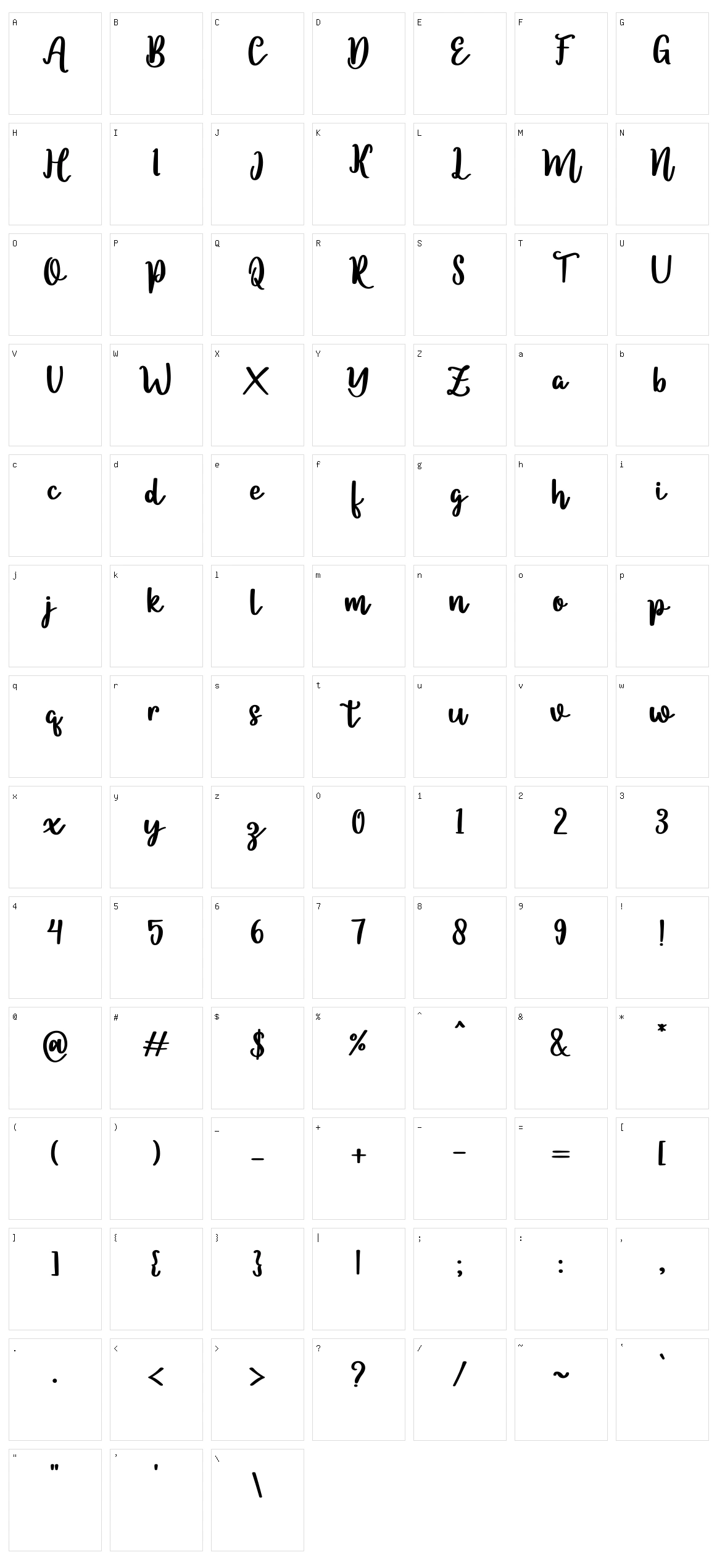 Salidea Character Set