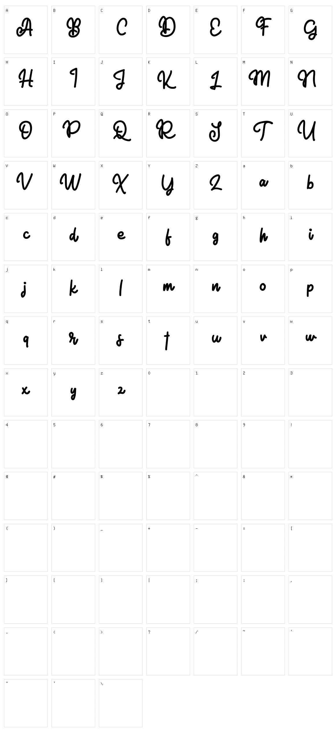 Sallyd Character Set