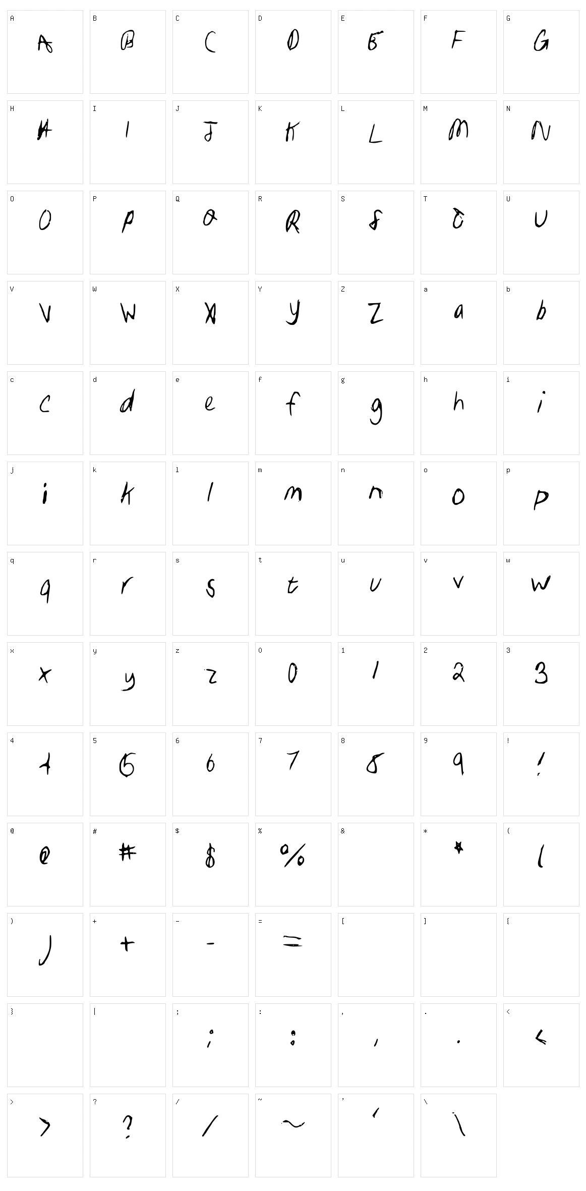 Sam Handwriting Character Set