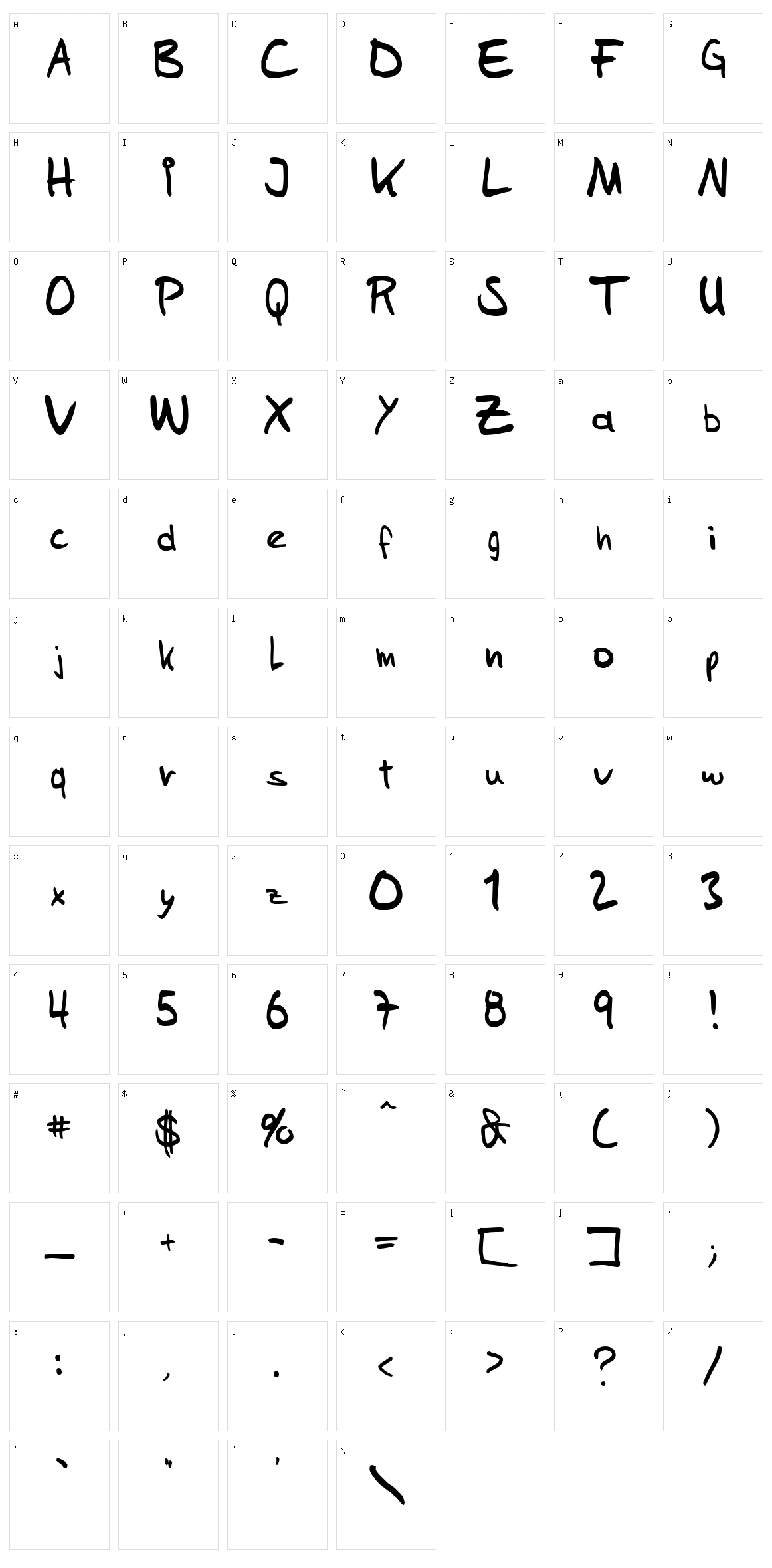 Sam's Handwriting Character Set