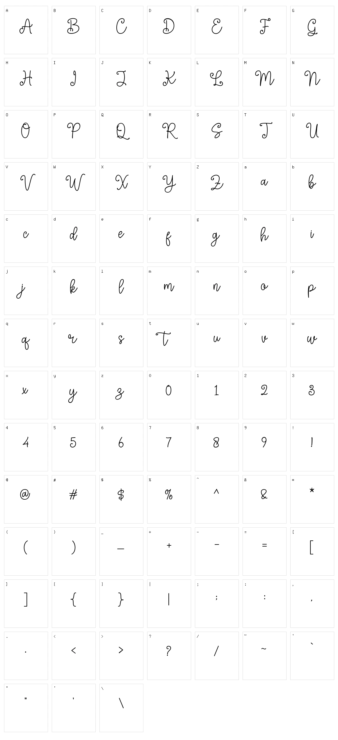 Samink Character Set