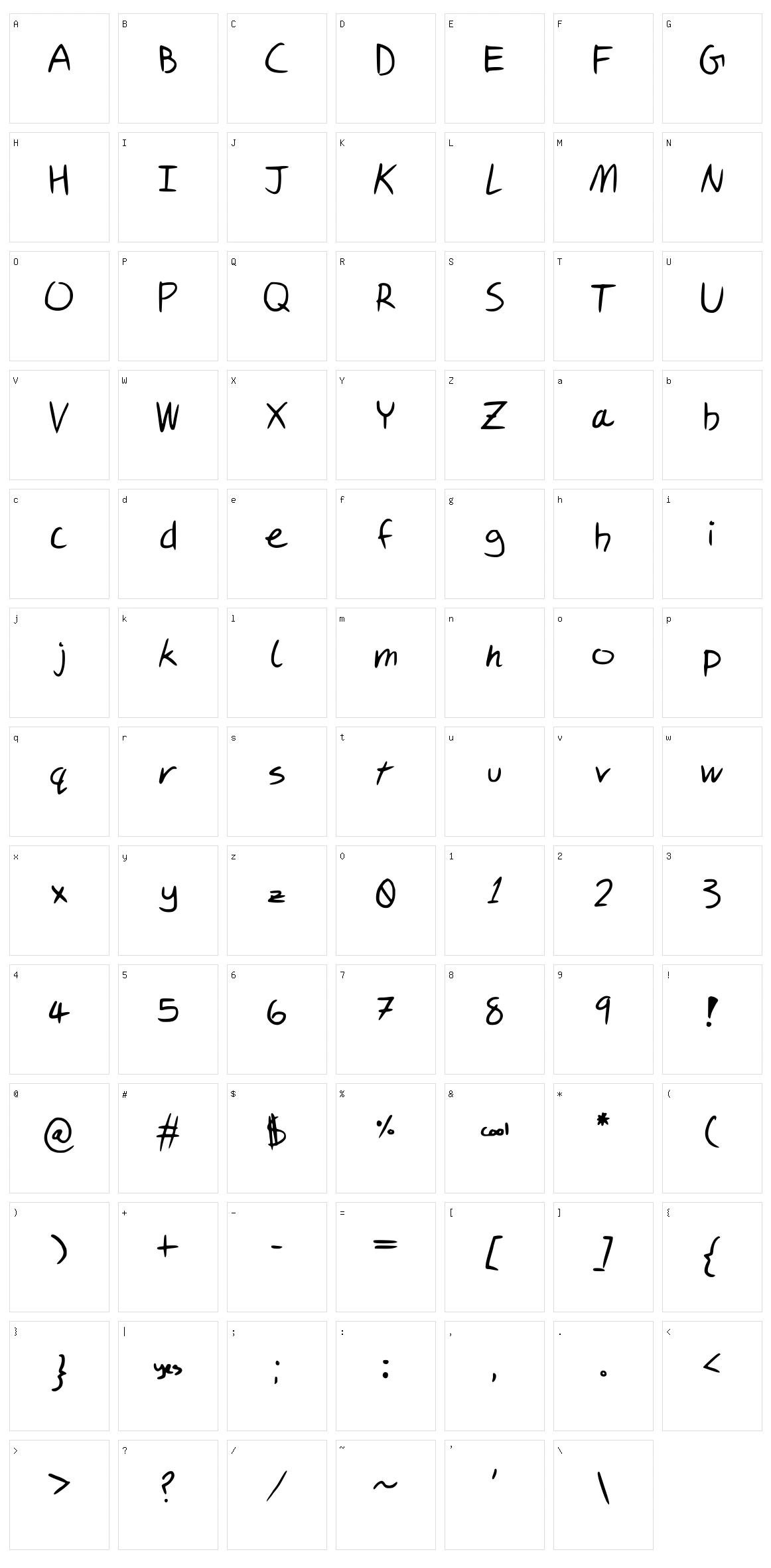 Sammys Script Character Set