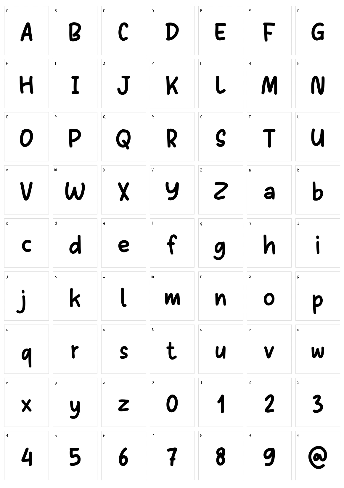 Sans Andreas Character Set