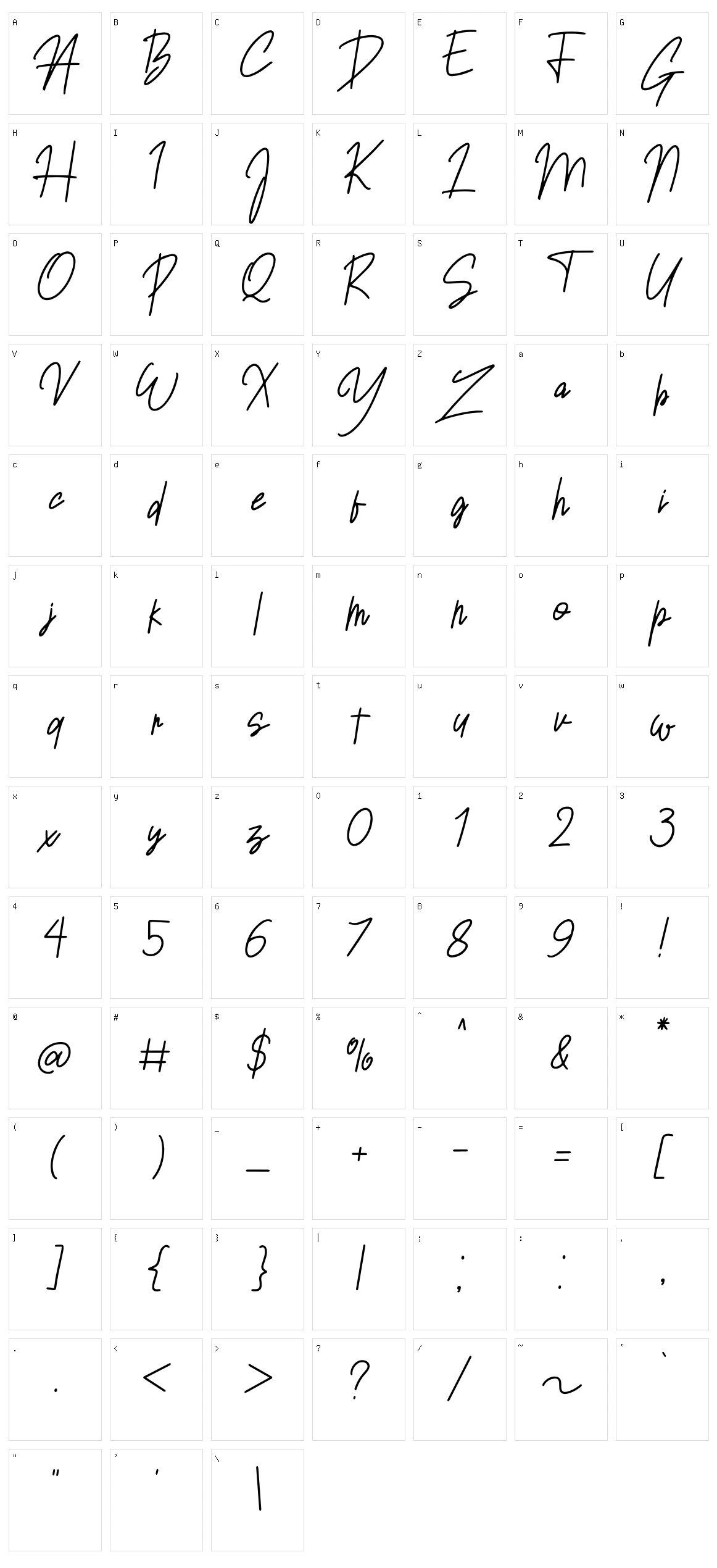 Sansitype Script Character Set