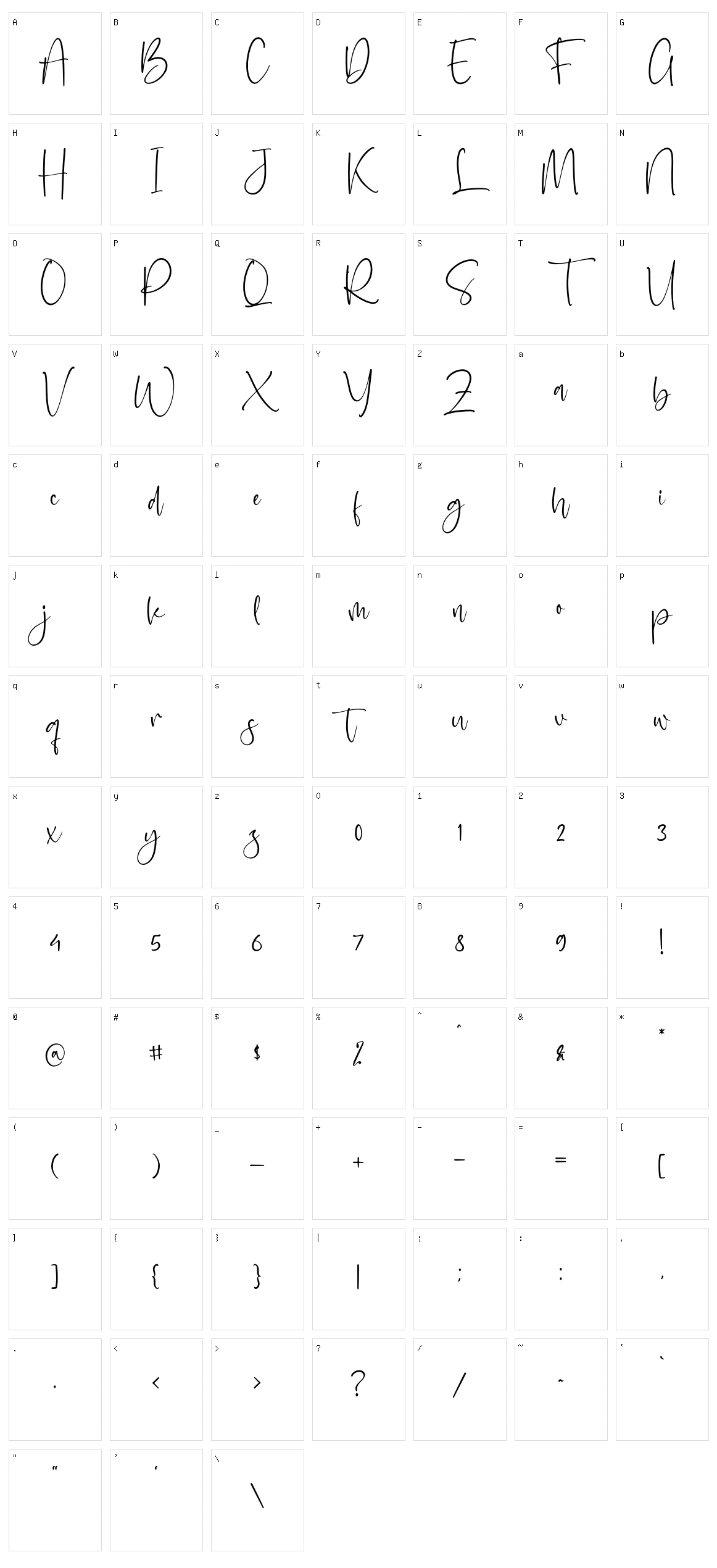 Santilaria Character Set