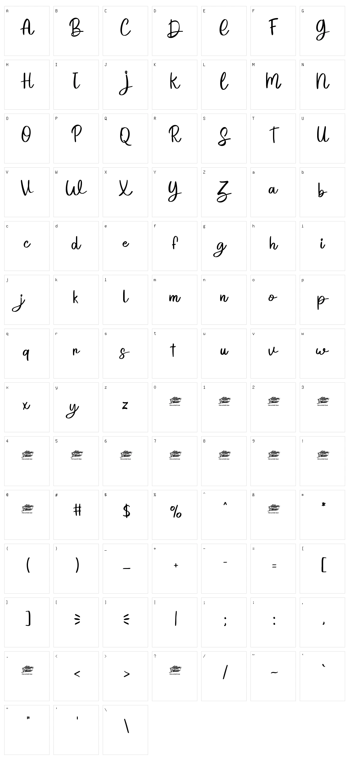 Sarthane Character Set