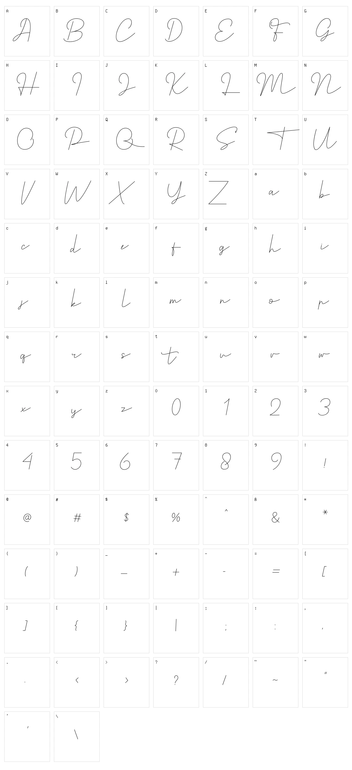 Satrinah Character Set