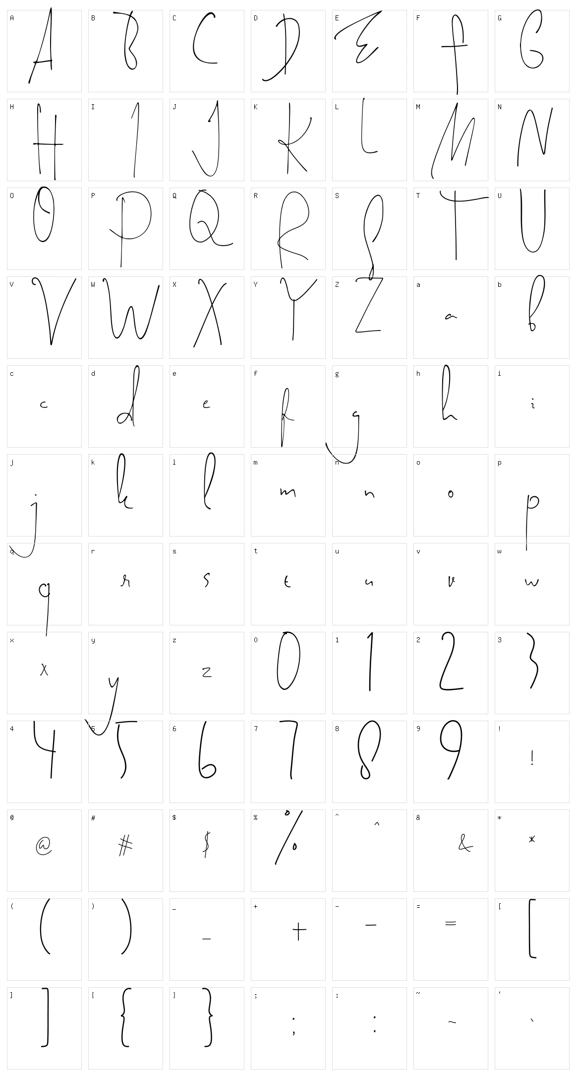 Satriya Maya Handwriting Character Set