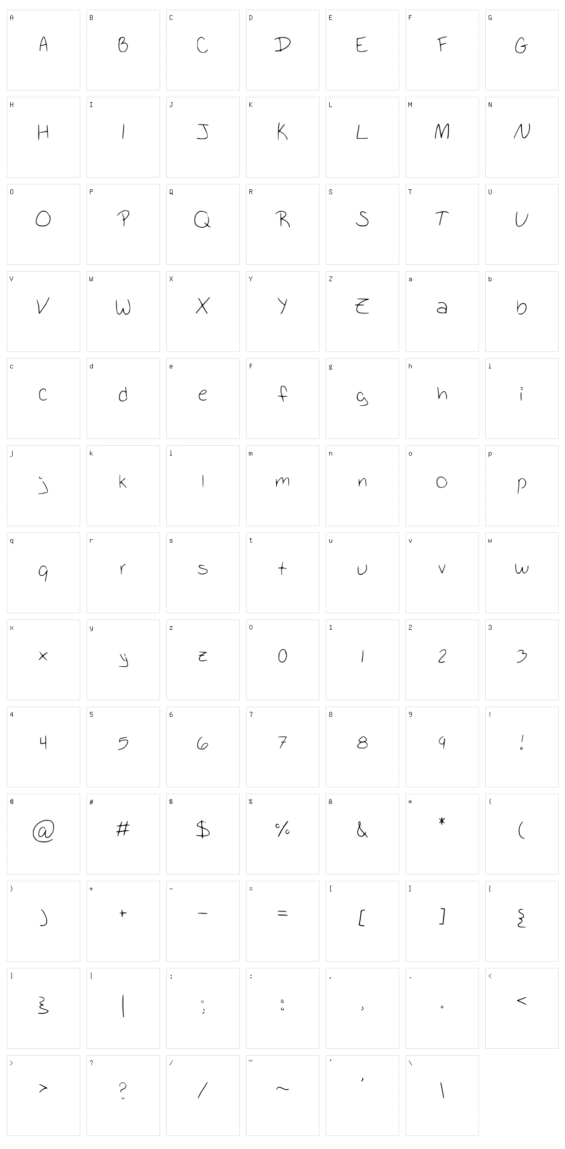 School Writing Character Set
