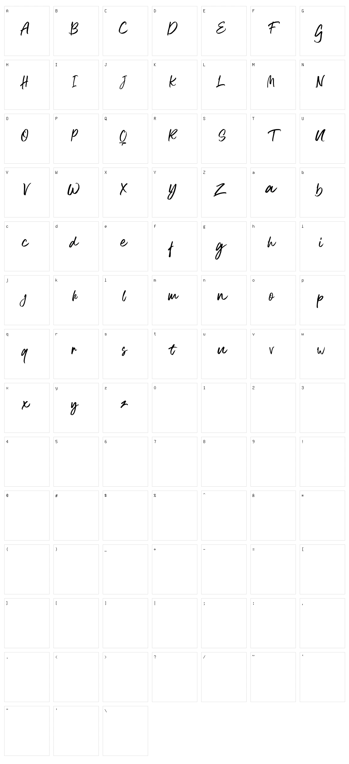 Schoolyst Character Set