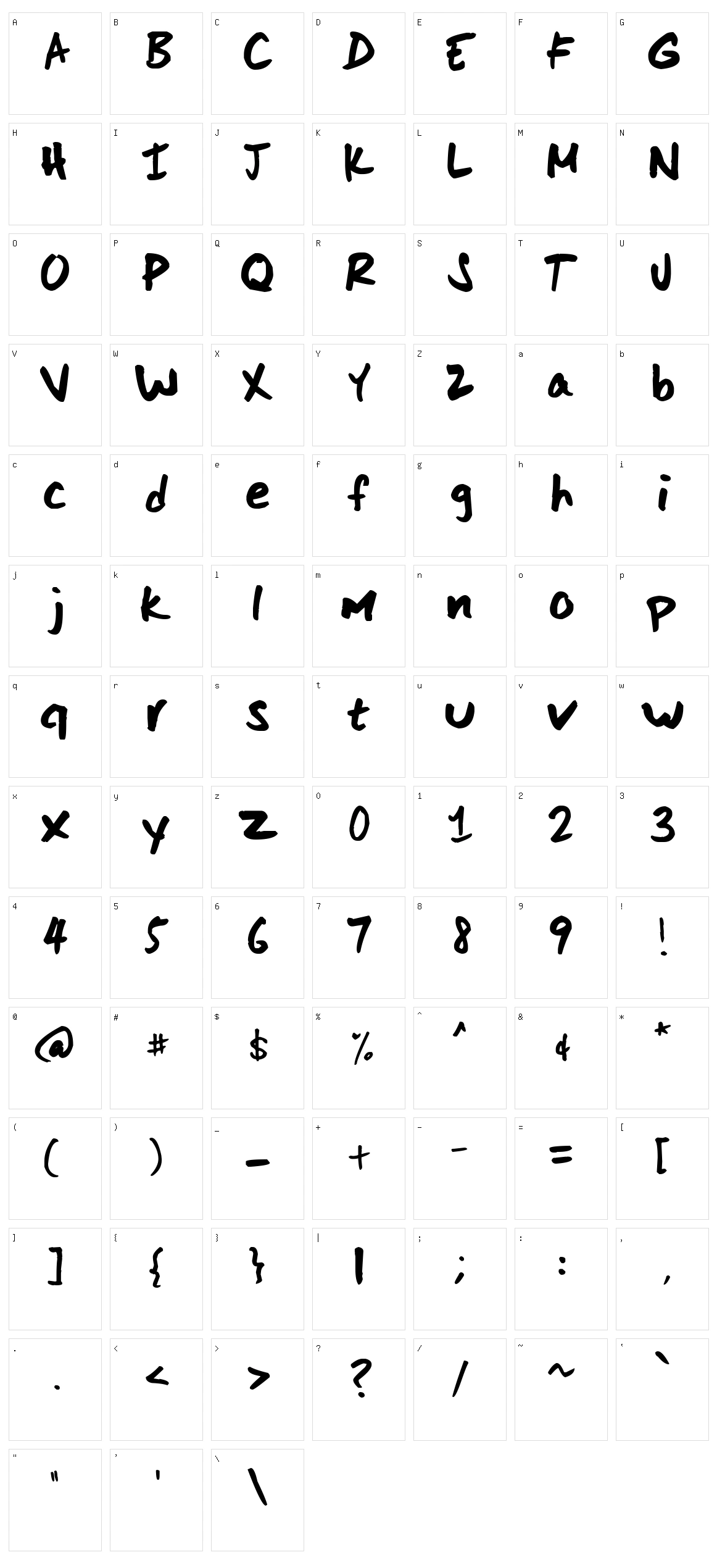 Scoder Hand Character Set