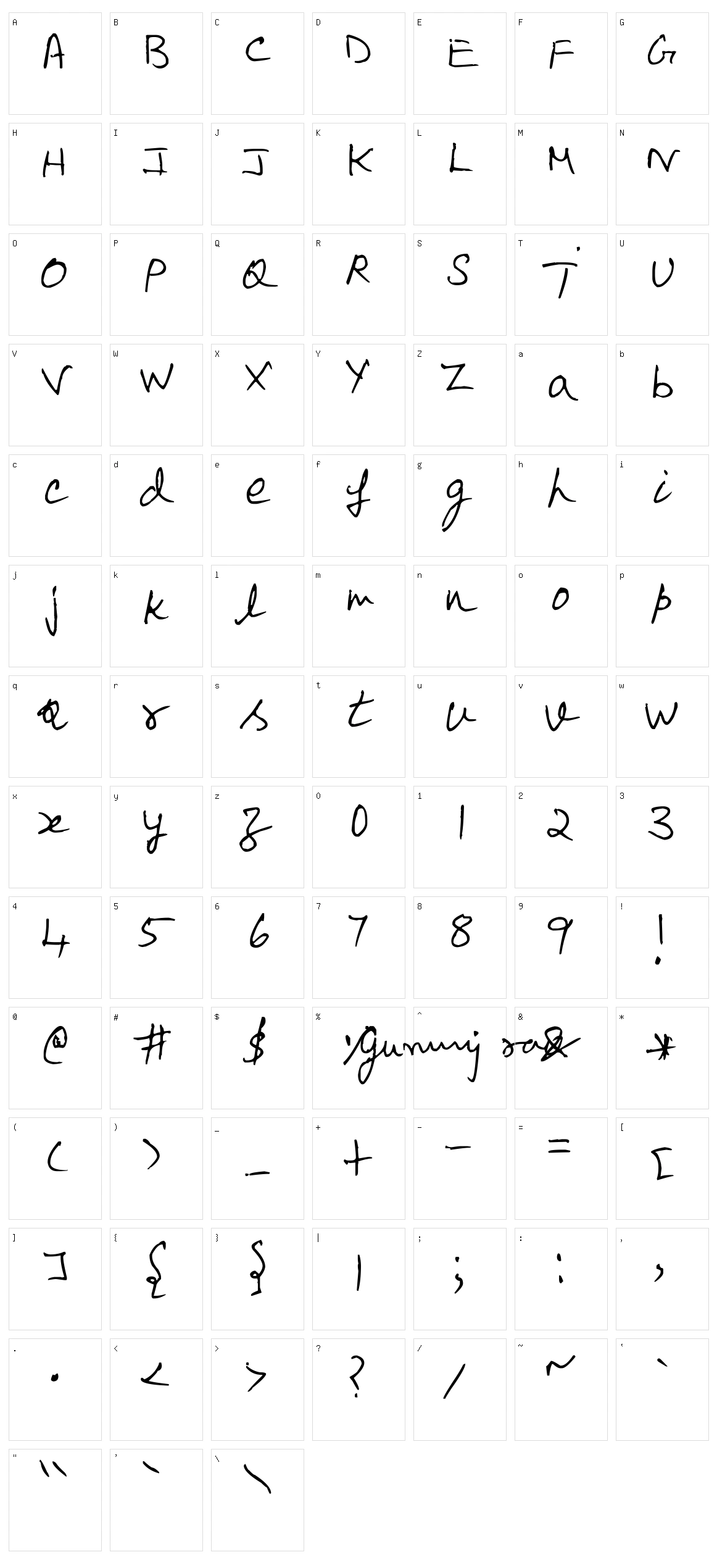 Scrawl Character Set