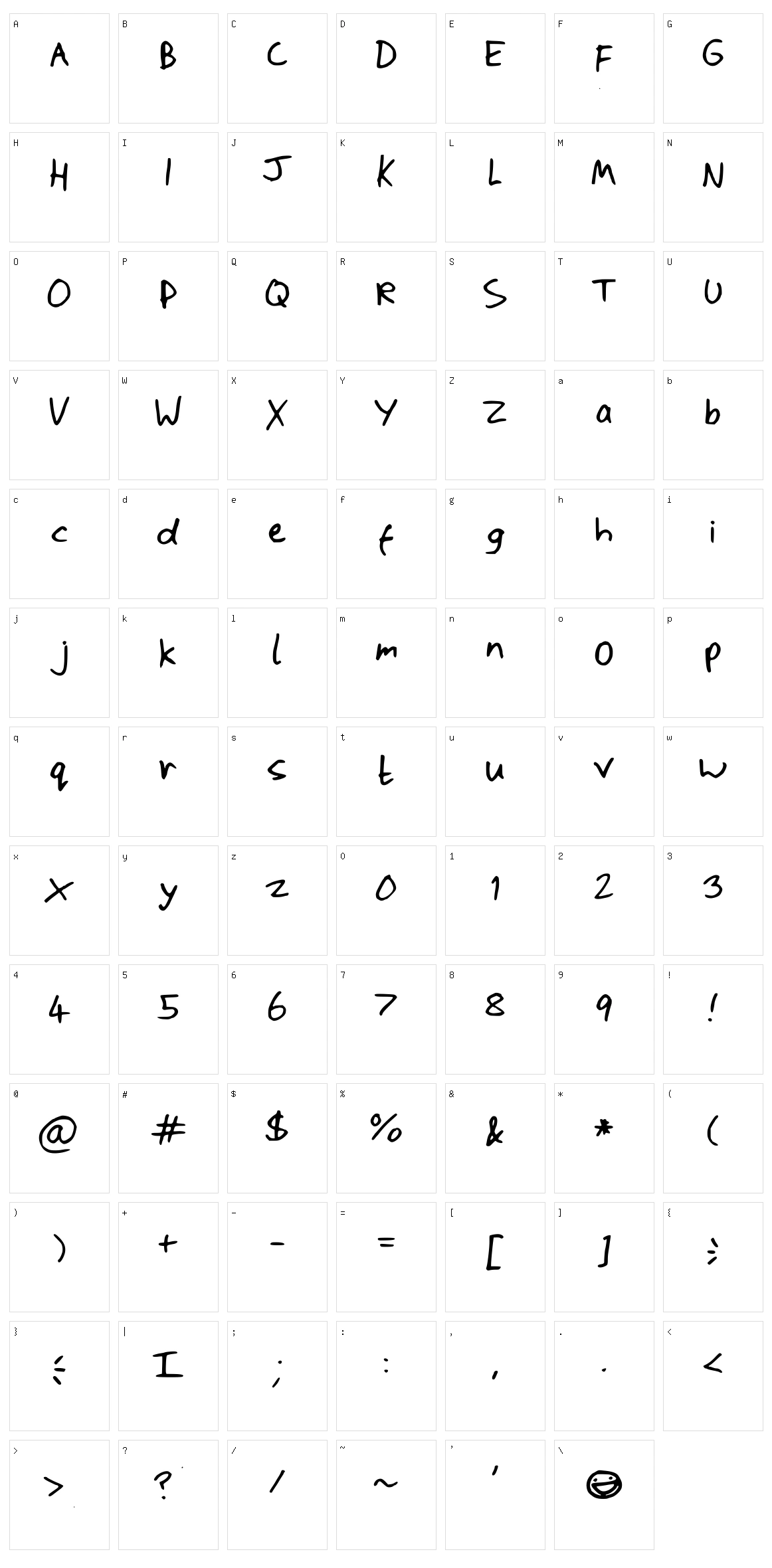Scrawly Wawly Character Set