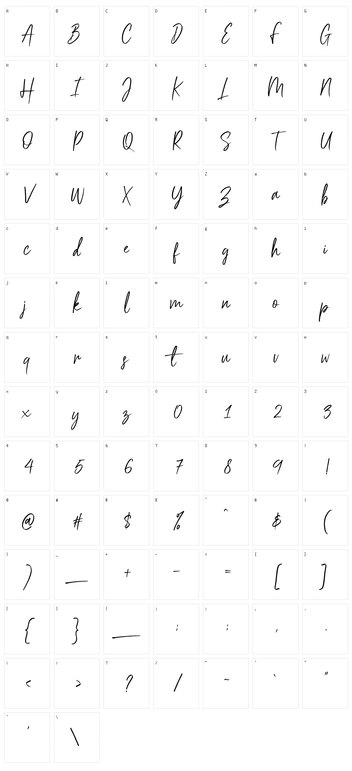 Scriptyca Character Set