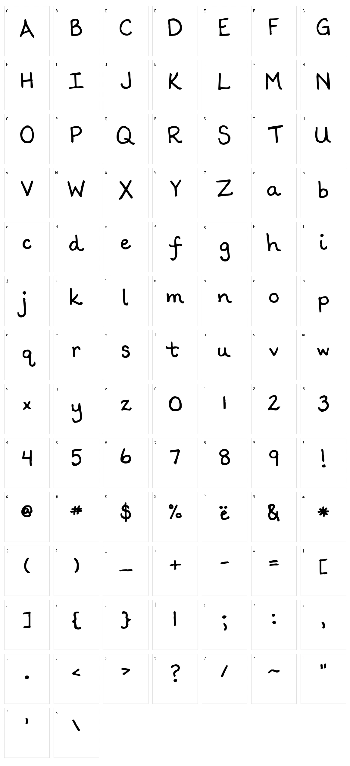 Scrogglet Character Set
