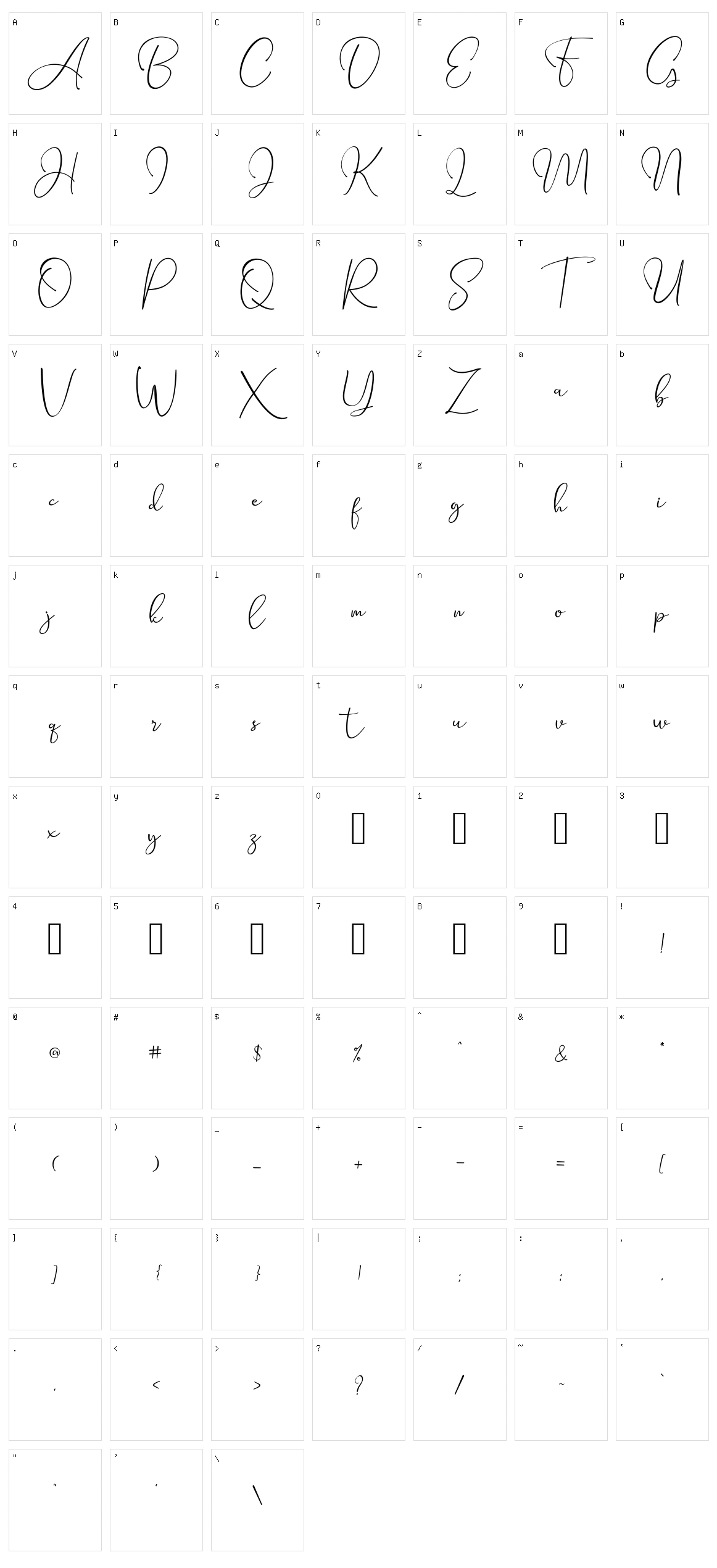 Seattle Script Character Set