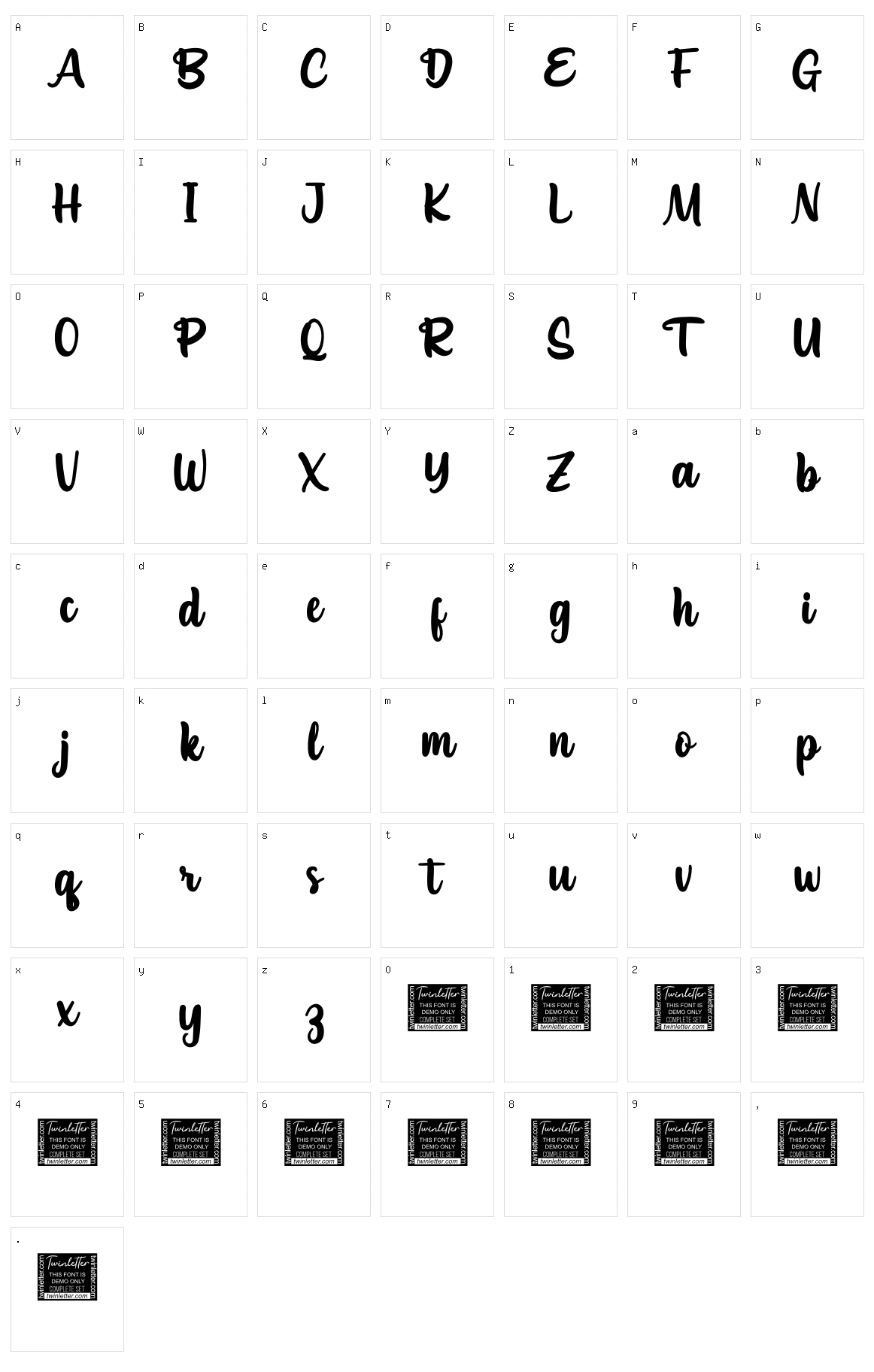 Seatyio Character Set