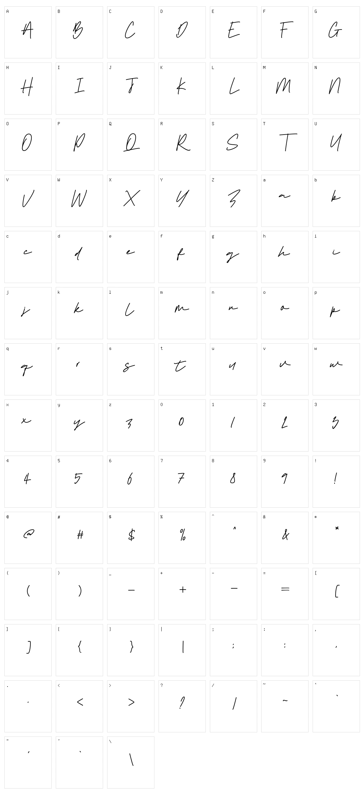 Sebastian Signature Character Set