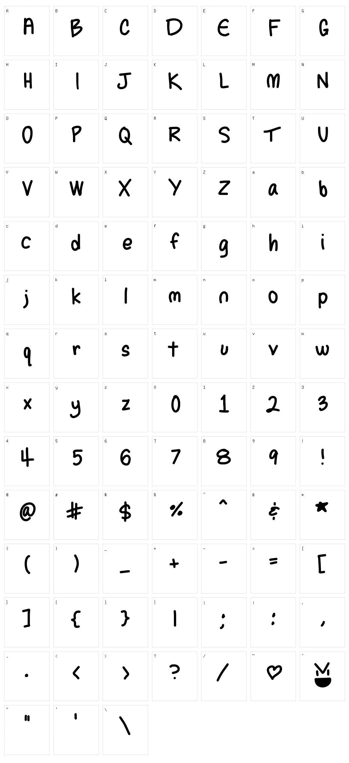 Selenes Handwriting Character Set