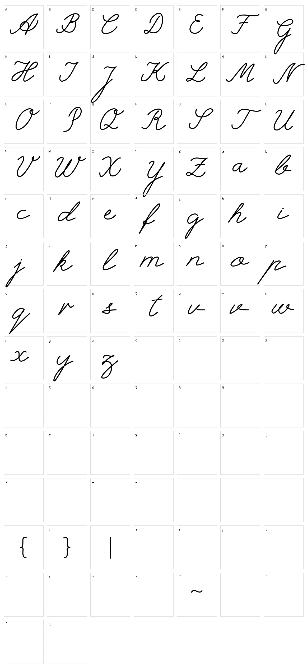 Selfilla Character Set