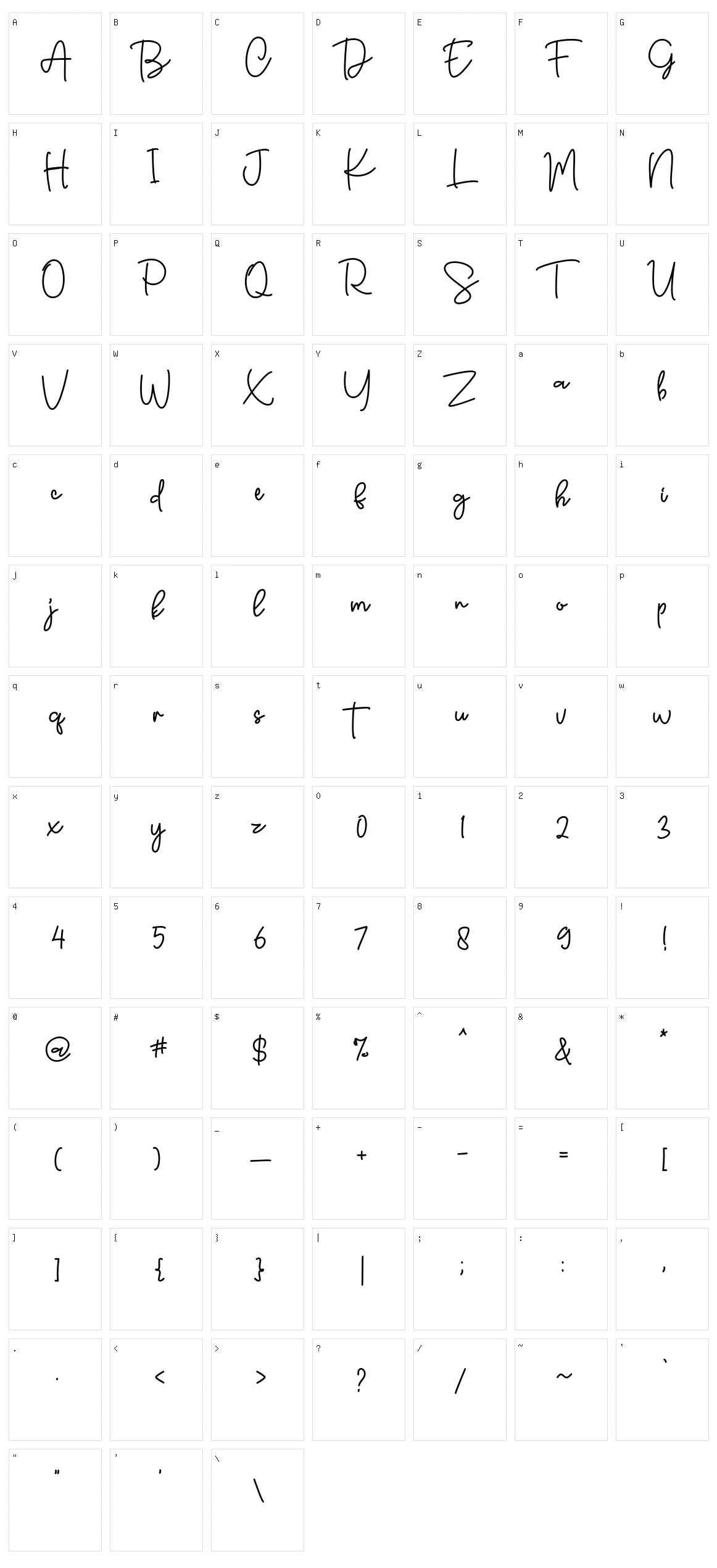 Sellomita Character Set
