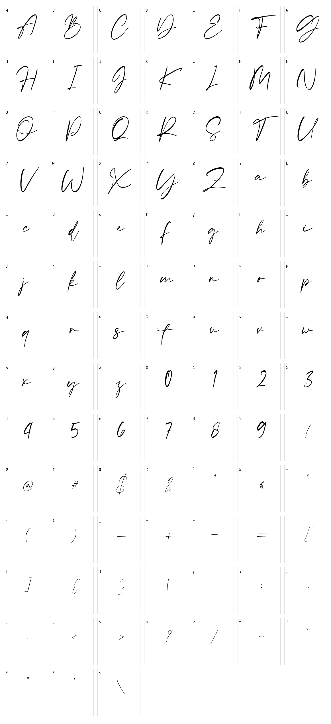Sellviny Character Set