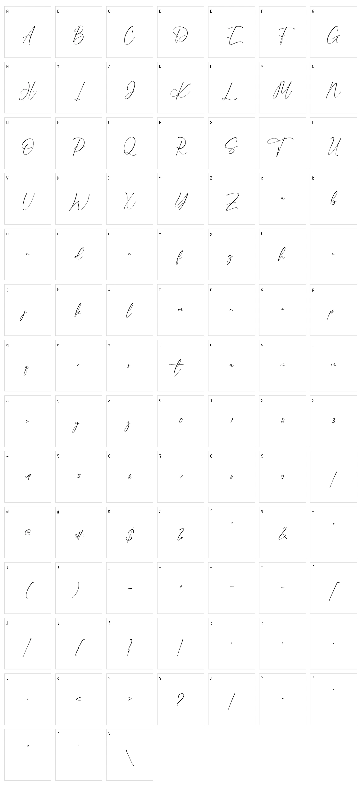 Sembilu Script Character Set