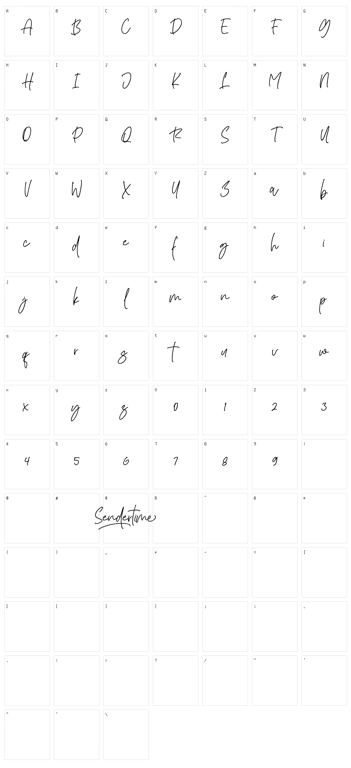 Sendertime Character Set