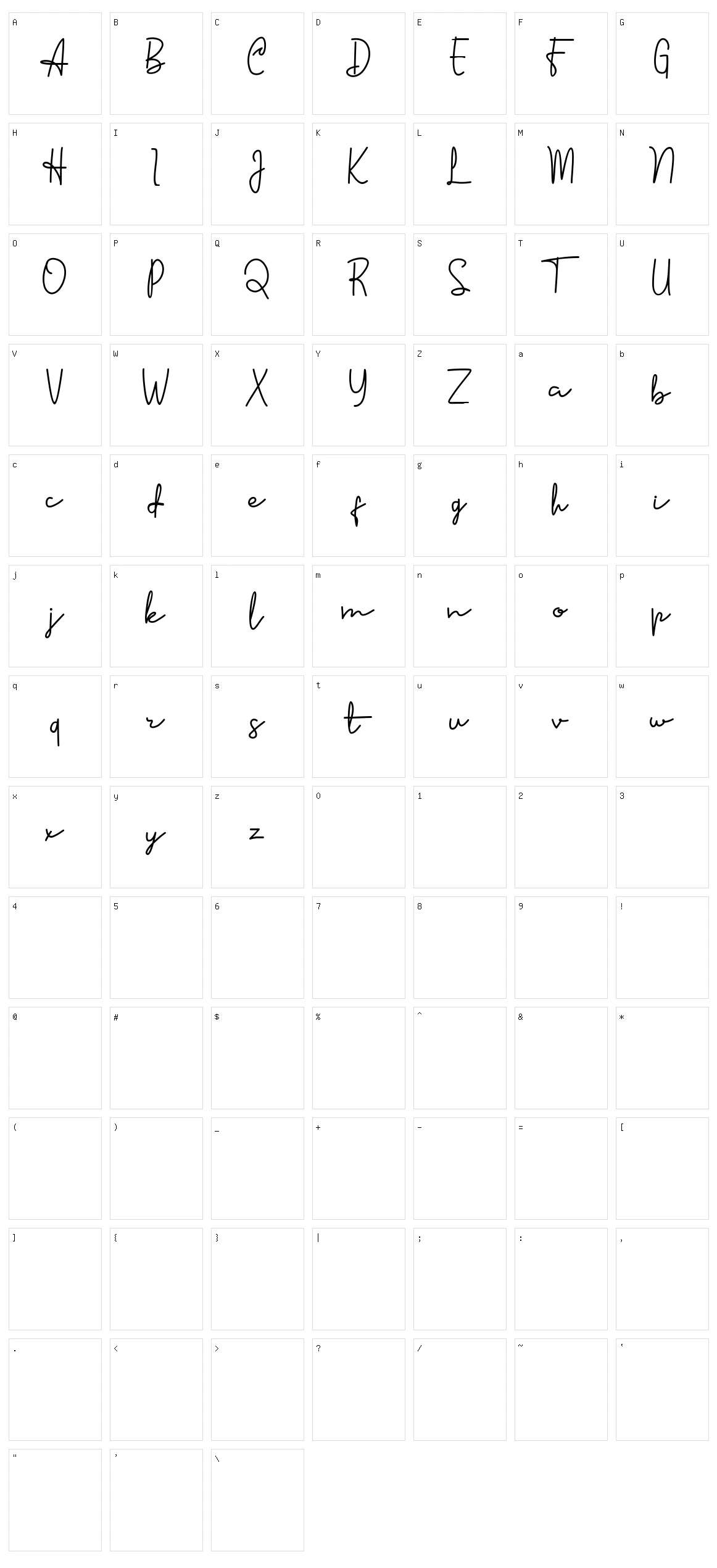 Sennita Character Set