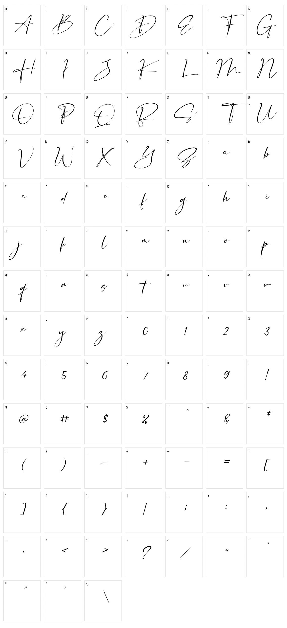 Senorita Signature Character Set