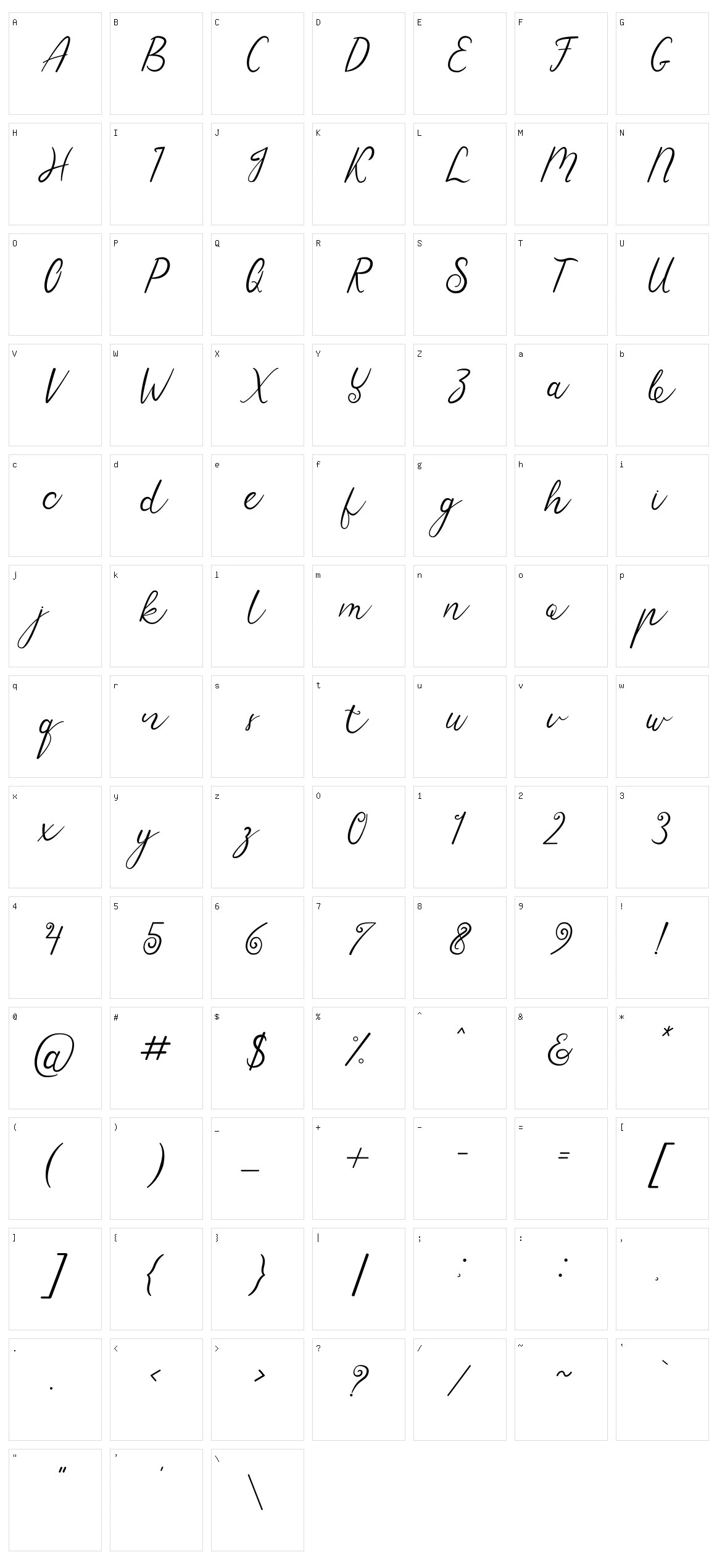 Sensitype Character Set