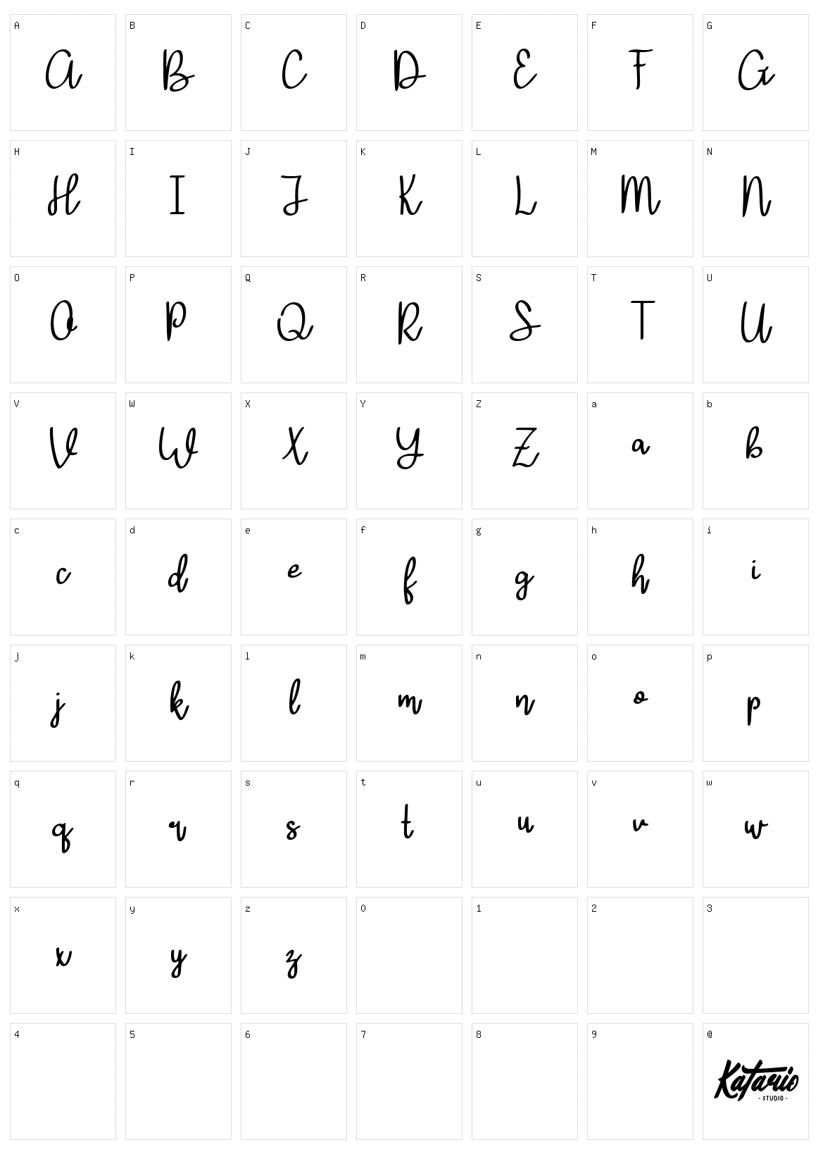 Serenatta Character Set