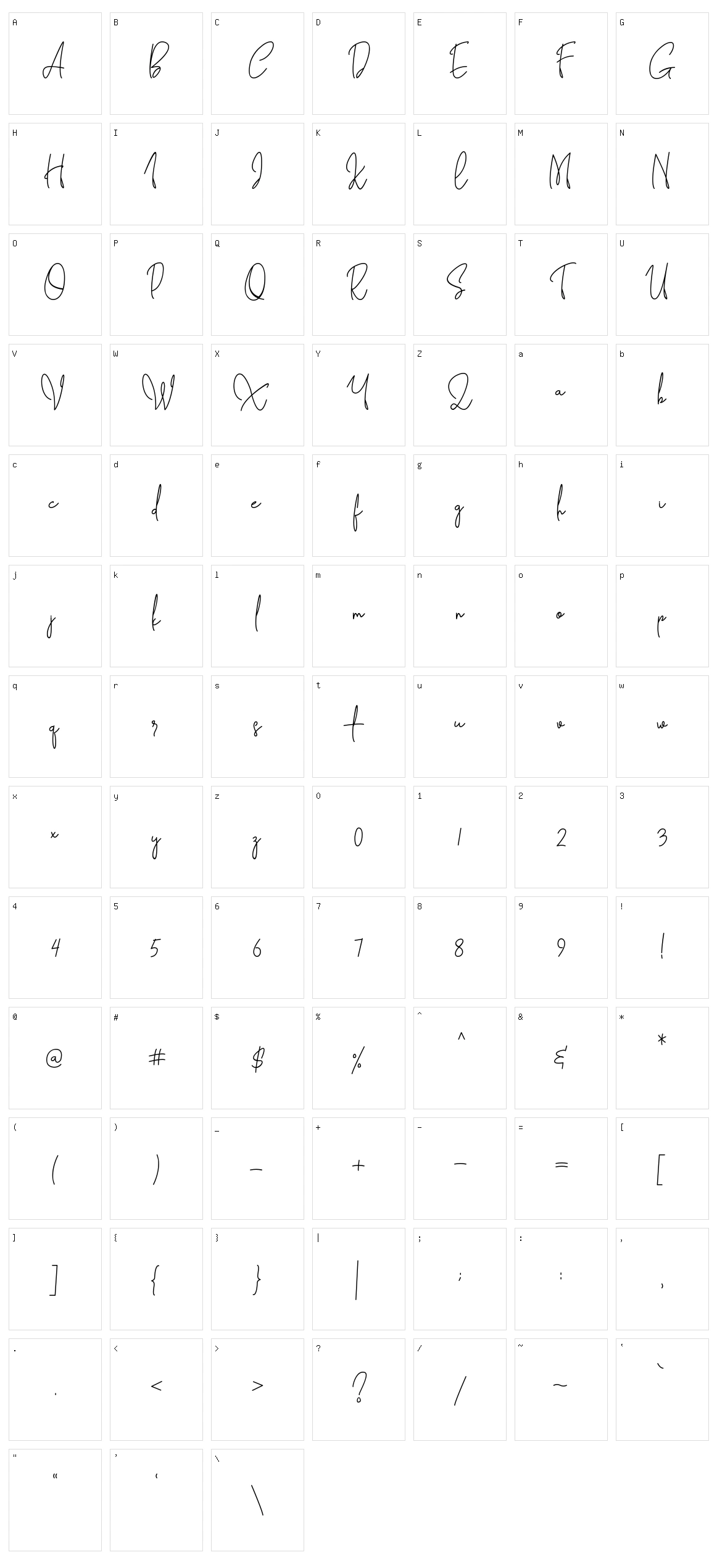 Settiya Script Character Set