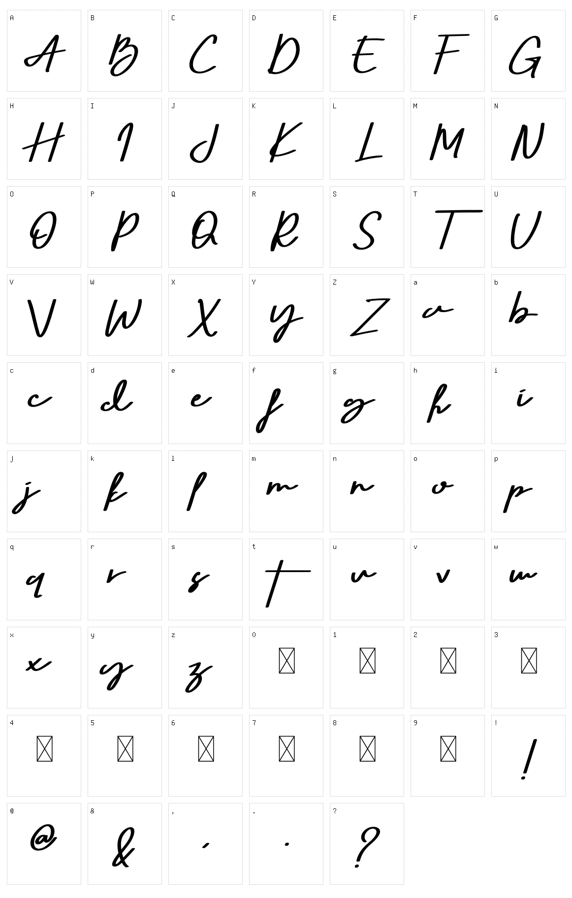 Seven Day Signature Character Set