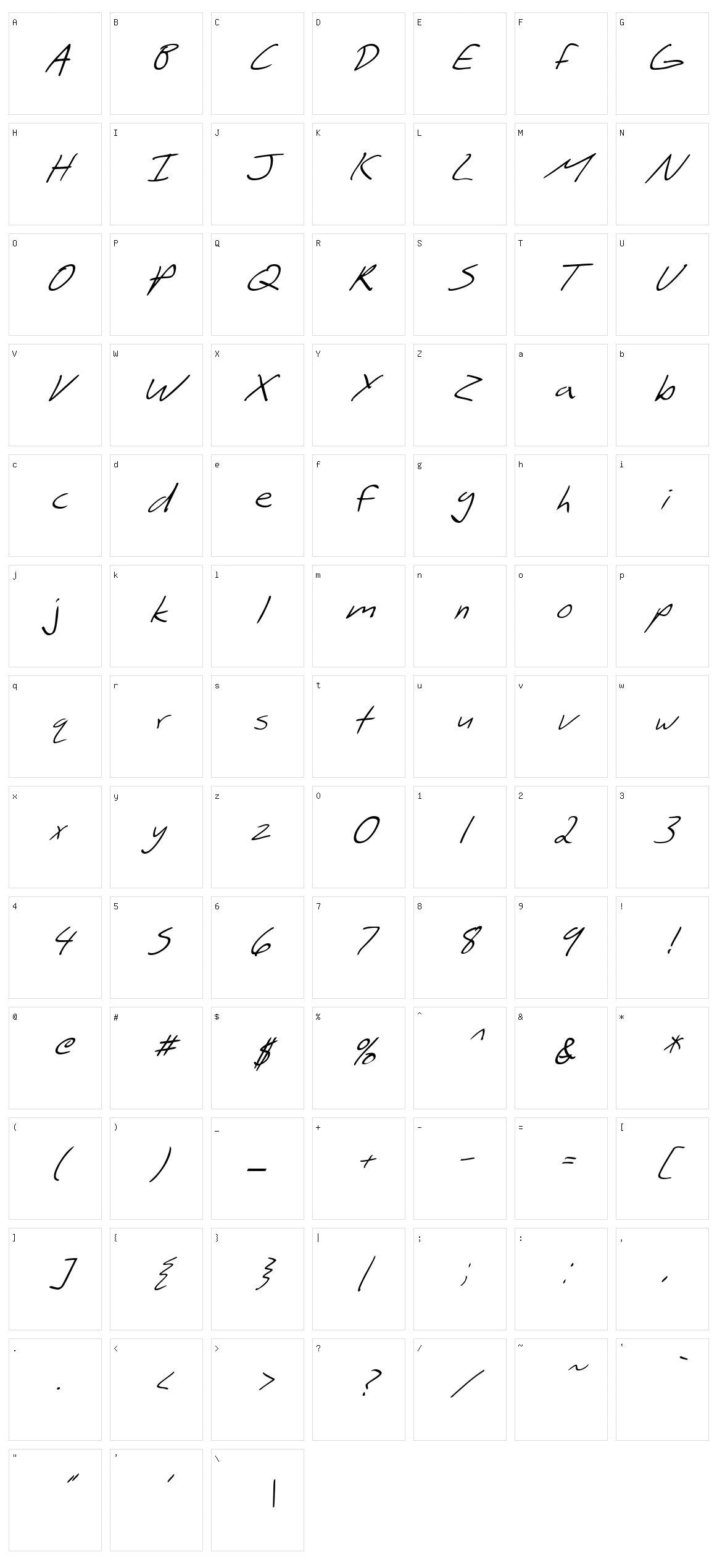SF Scribbled Sans Character Set
