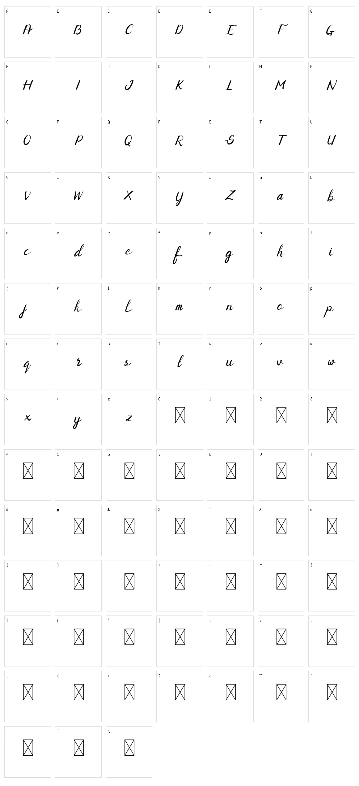 Shaimaa Script Character Set