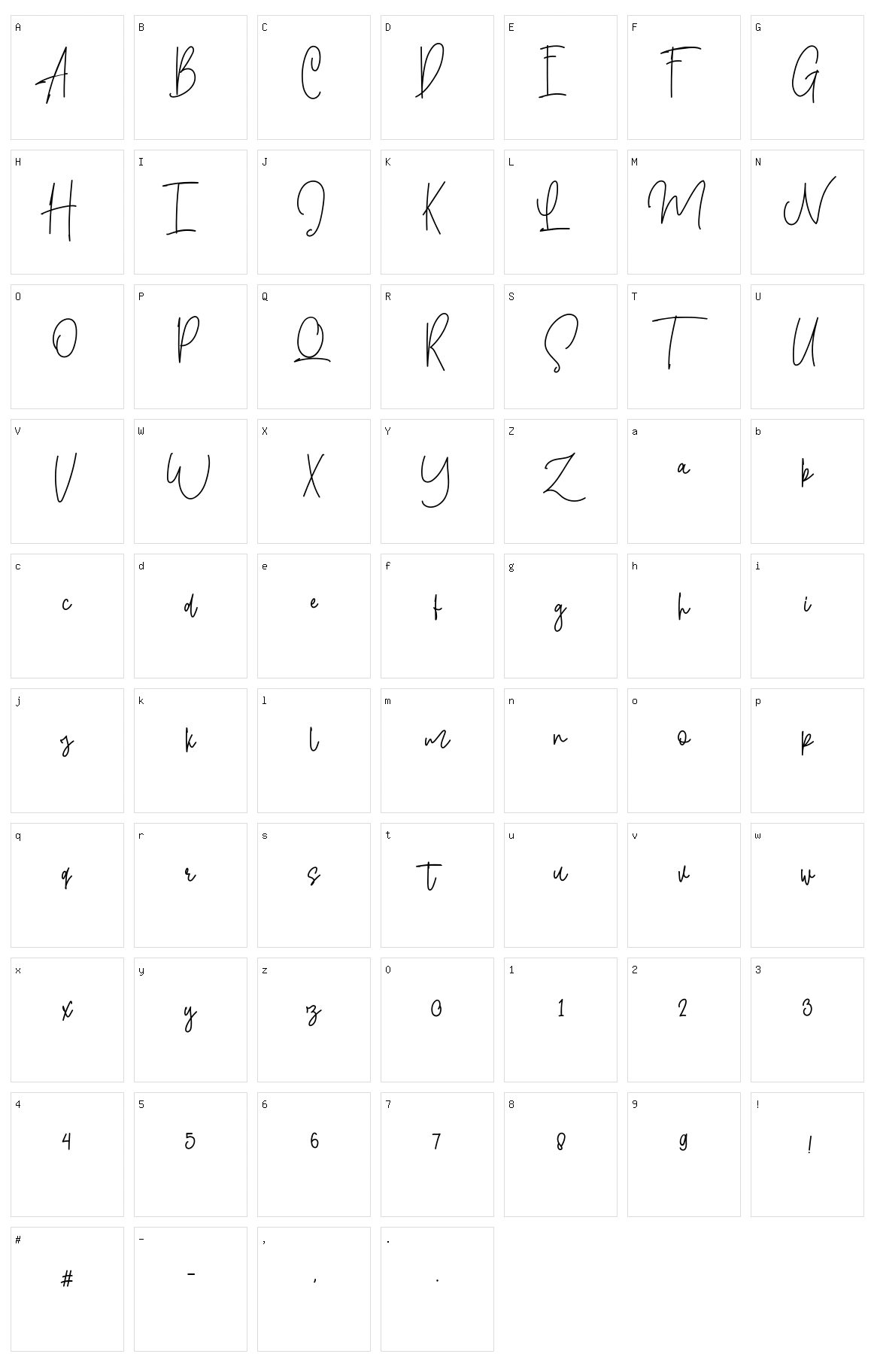 Shallamander Character Set