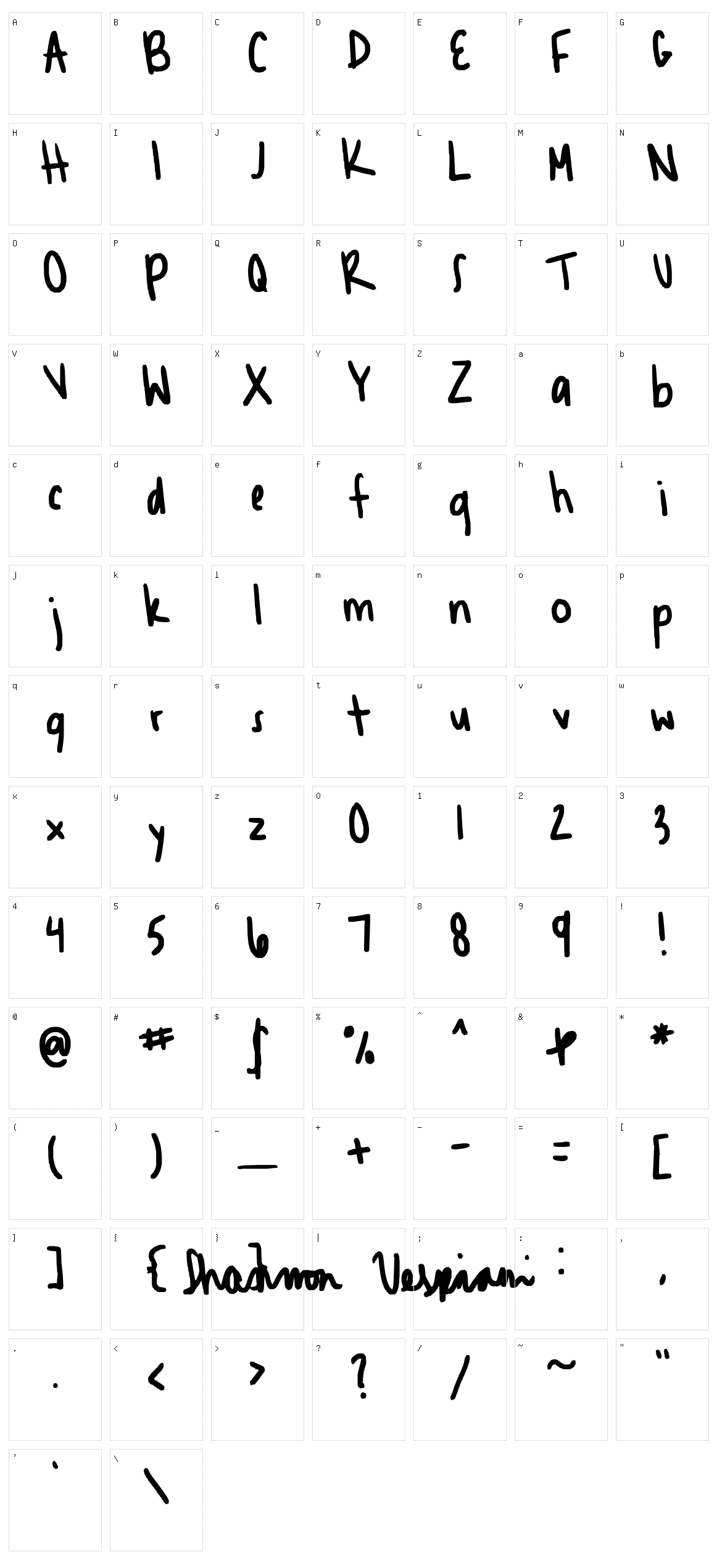 Shannnn Character Set