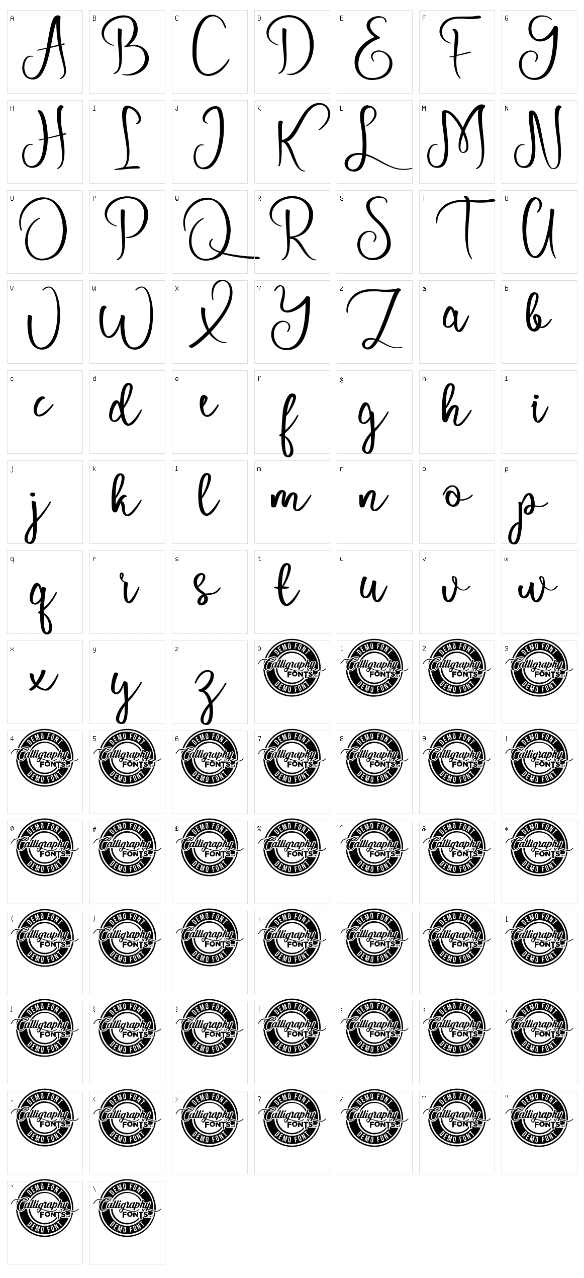 Shelbia Character Set